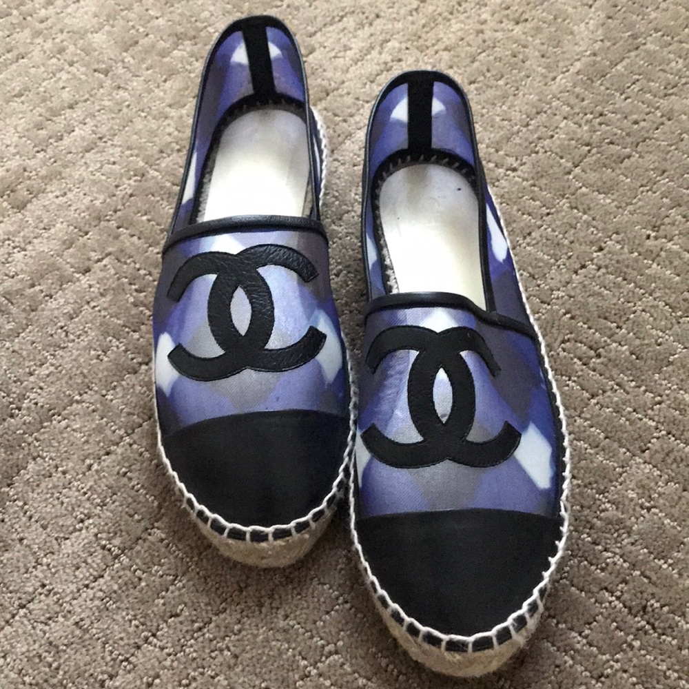 Chanel Limited Edition Blue Mesh Espadrilles